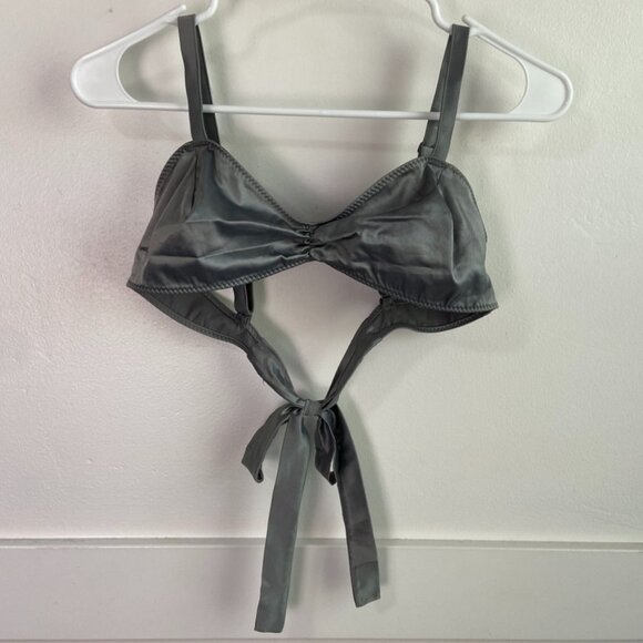 NWOT Skims Chrome Woven Shine Tie Back Bralette - Picture 2 of 10